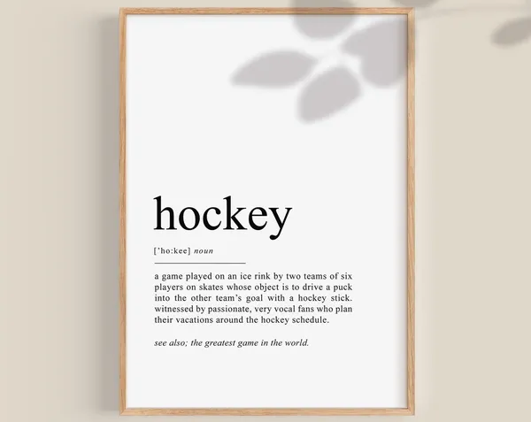 Ice Hockey Definition Art Print, Coach Gift Decor