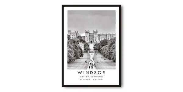 Windsor Travel Poster, London Black and White Print