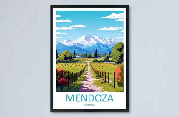 Mendoza Travel Poster, Argentina Wall Art Print