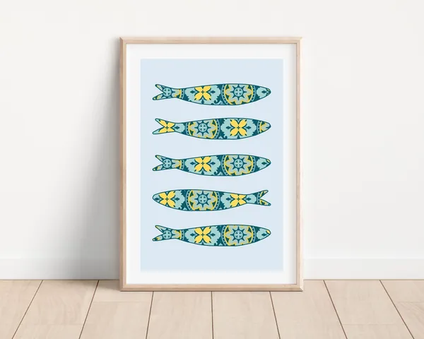 Portuguese Sardine Tile Print, Modern Kitchen Decor