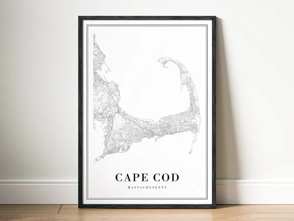 Cape Cod Map Print, Minimalist Massachusetts Map
