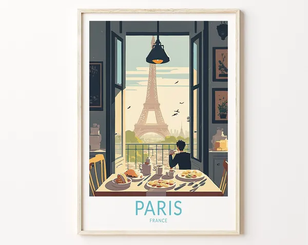Paris Travel Poster, Eiffel Tower France Travel