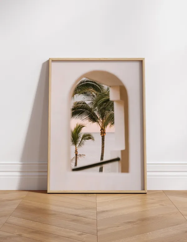 Neutral Palm Tree Art Print, Summer Tropical View