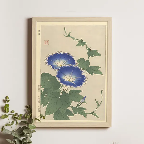 Blue Morning Glories, Ukiyo-e Japanese Art Print