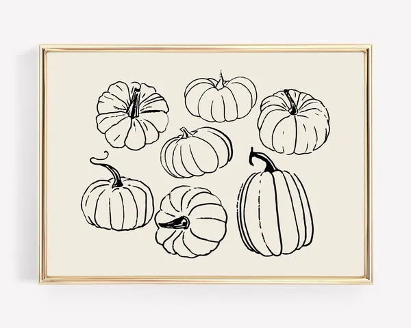 Fall Pumpkin Art Print, Neutral Kitchen Decor
