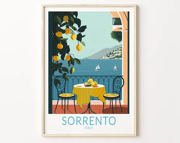 Sorrento Italy Lemons Travel Poster, Europe