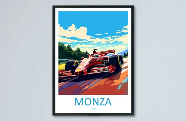Monza Travel Print, Motorsport Italy Race Car Poster