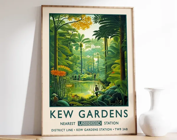 Kew Gardens London Botanical Gardens Vintage Travel Poster