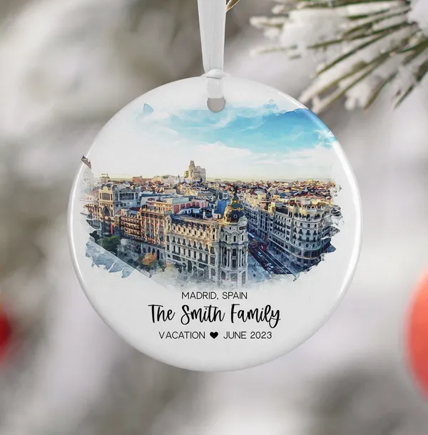 Madrid Spain Ornament Personalized Travel Poster