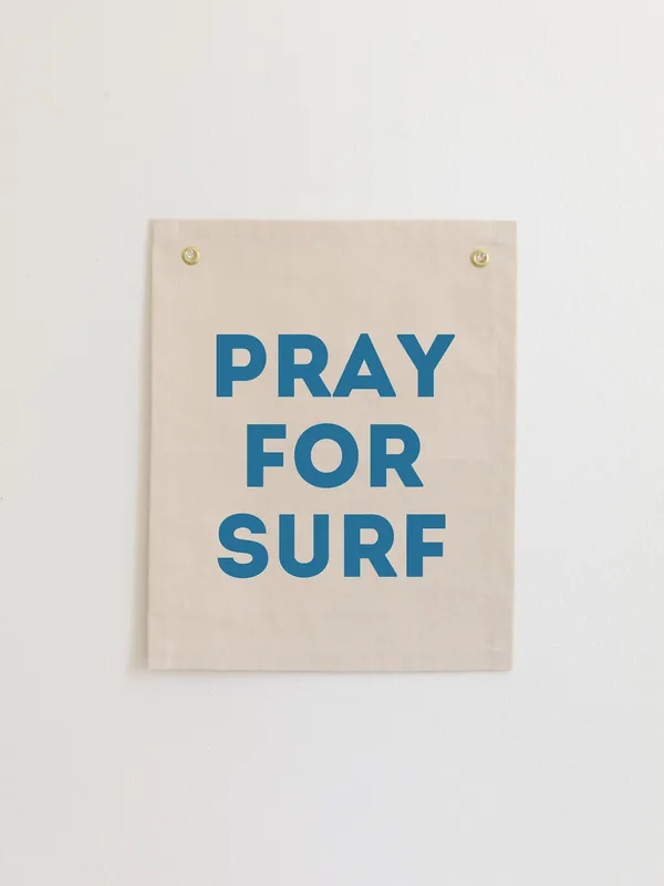 Pray For Surf Beach Nursery Wall Flag, Surf Decor