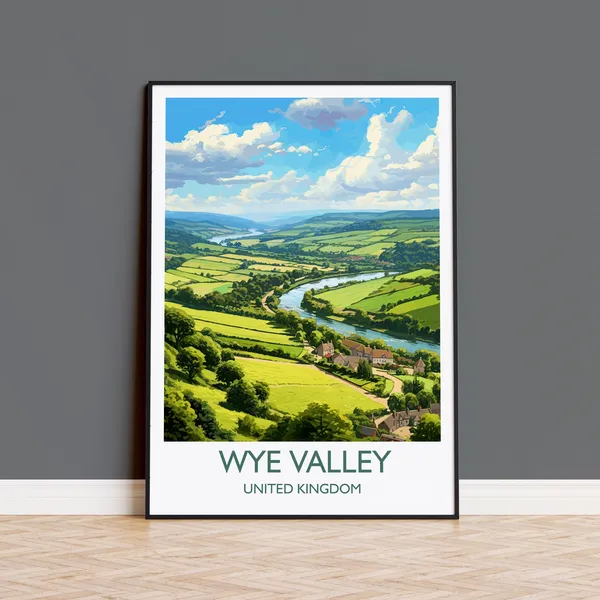 Wye Valley Travel Poster, UK Landscape Art Print