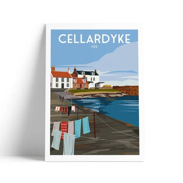 Cellardyke Travel Poster, Fife Harbour Scene