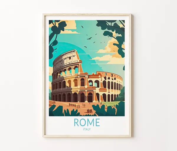 Rome Italy Travel Poster, Colosseum Travel Print