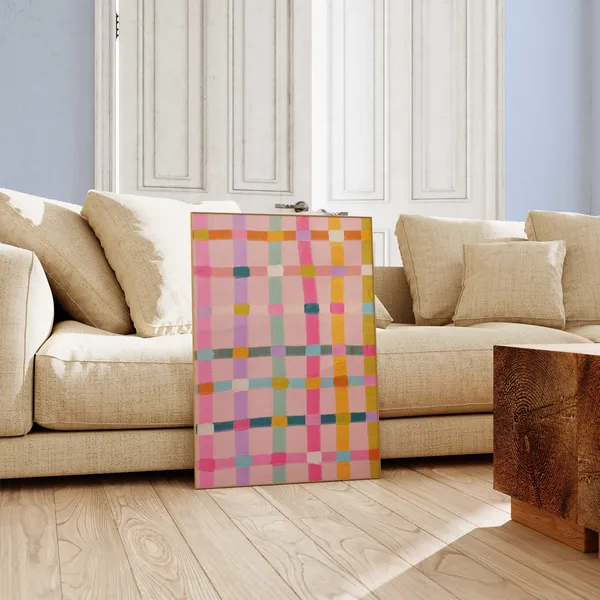 Colorful Grid Abstract Geometric Art Print