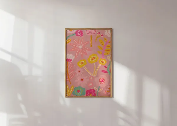 Abstract Floral Gouache Poster, Botanical Wall Decor