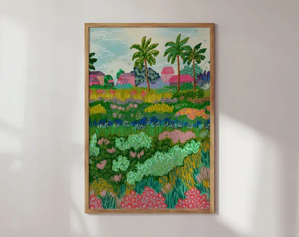 Paddy Ricefield Abstract Scenery Art Print