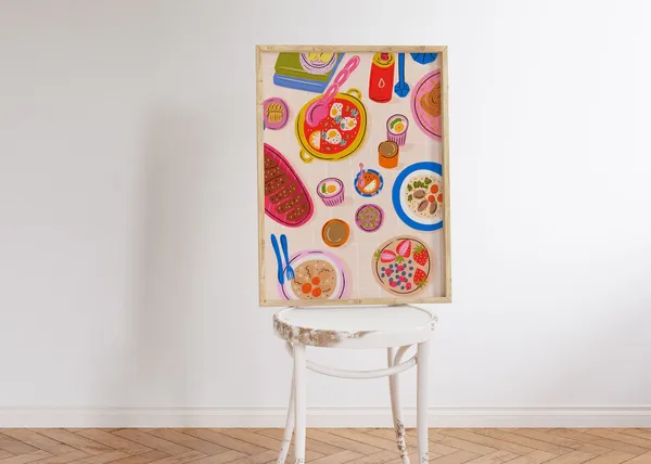 Colorful Food Flatlay Still Life Art Print