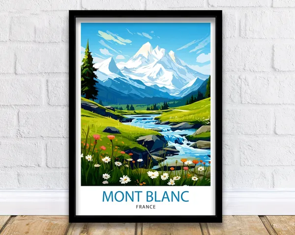 Mont Blanc France Travel Poster, French Alps Decor