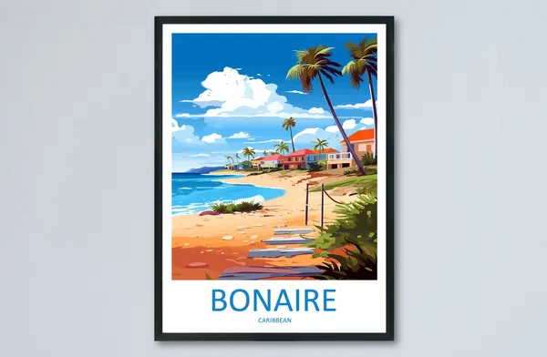 Bonaire Travel Poster, Caribbean Place Print