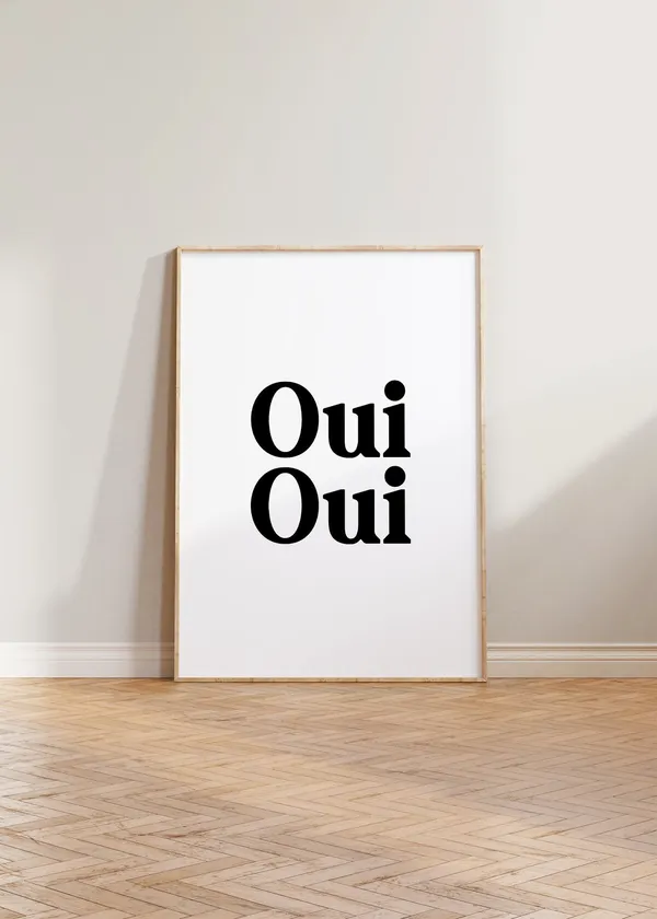 Oui Typographic French Poster Art Print