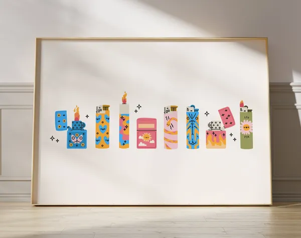 Landscape Colorful Lighters Retro Art Print