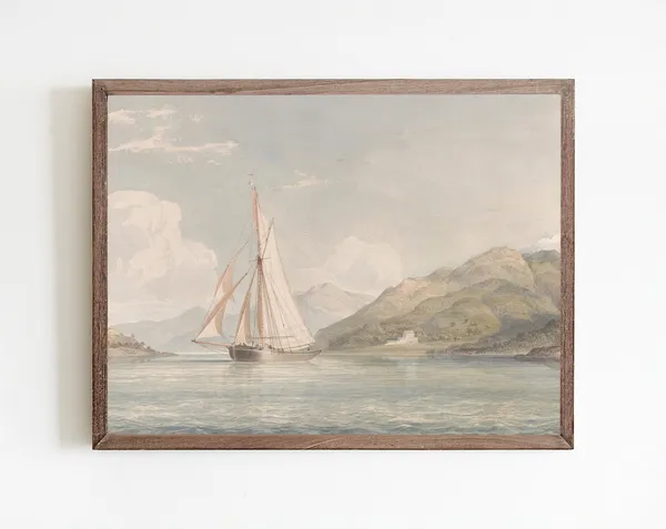 Vintage Ship Painting, Nautical Sailing Art Print
