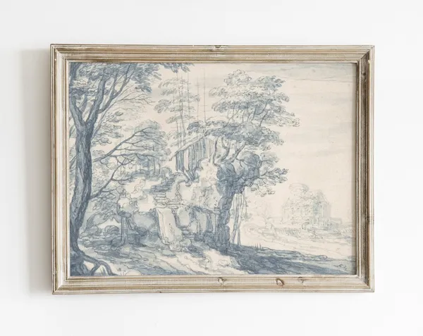 Blue Willow Vintage Landscape Chinoiserie Art Print