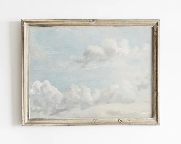 Vintage Cloud Painting, Pastel Nursery Art Print