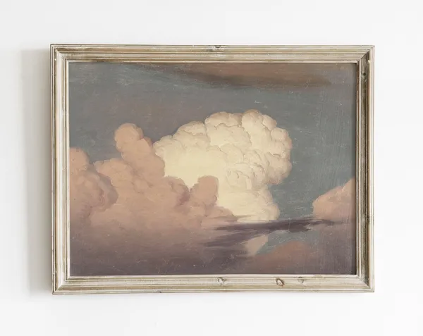 Vintage Pastel Cloud Sky Art Print, Nursery Decor
