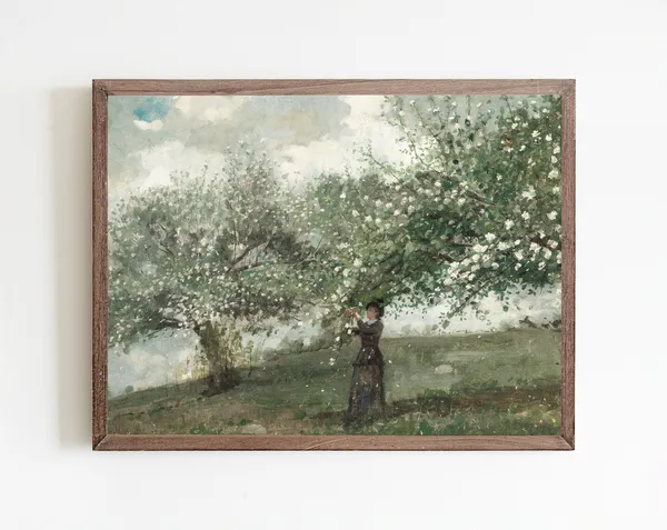 Spring Landscape Vintage Art Print, Green Living Room