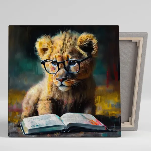 Lion With Glasses, Whimsical Modern Animal Art Print