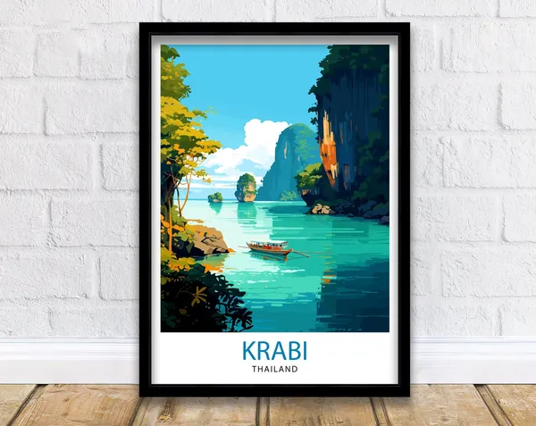 Krabi Thailand Travel Poster, Asia Wall Decor
