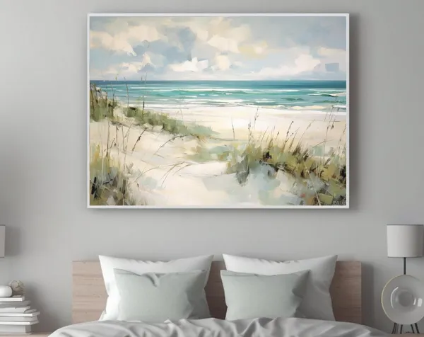 Vintage Seascape Muted Turquoise Wall Art Print