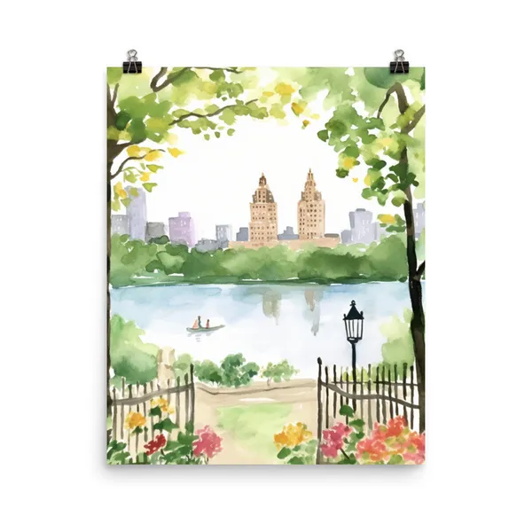 Central Park Watercolor Print, The Eldorado New York Art Print