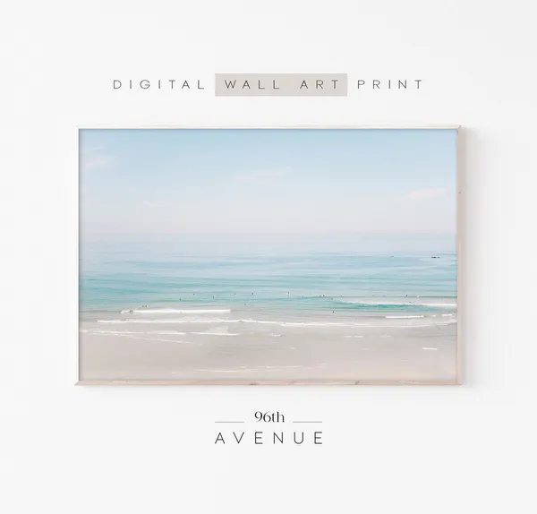 Ocean Landscape, Aerial Beach Photography Art Print