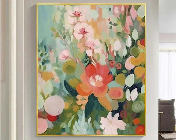 Abstract Green Flowers, Modern Floral Art Print