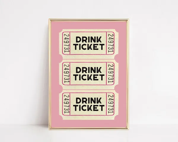 Pink Retro Drink Ticket Trendy Preppy Art Print