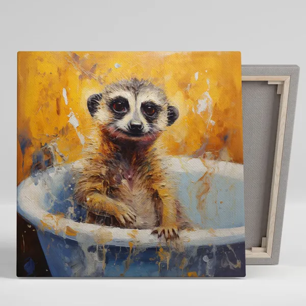 Meerkat In Bathtub Bathroom Wall Art Poster Print