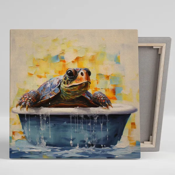 Turtle In Bathtub Modern Bathroom Wall Art Print