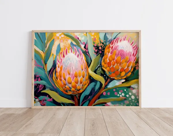 Banksia Black Magic Botanical Abstract Art Print