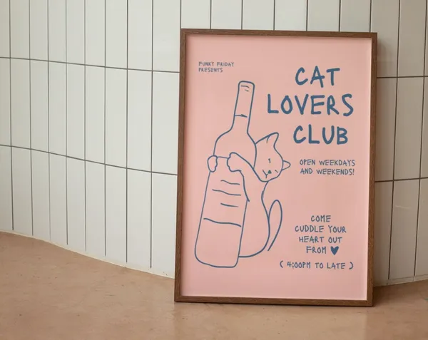 Cat Lovers Club Cute Cat Art Print, Cat Poster