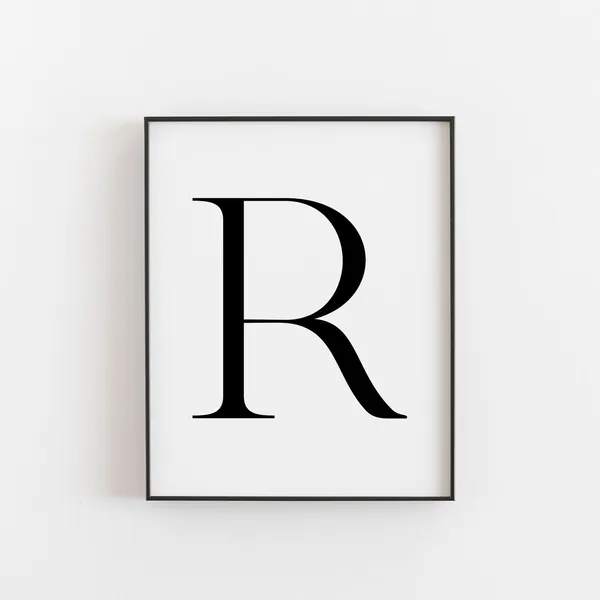 Letter R Minimalist Modern Typography Art Print