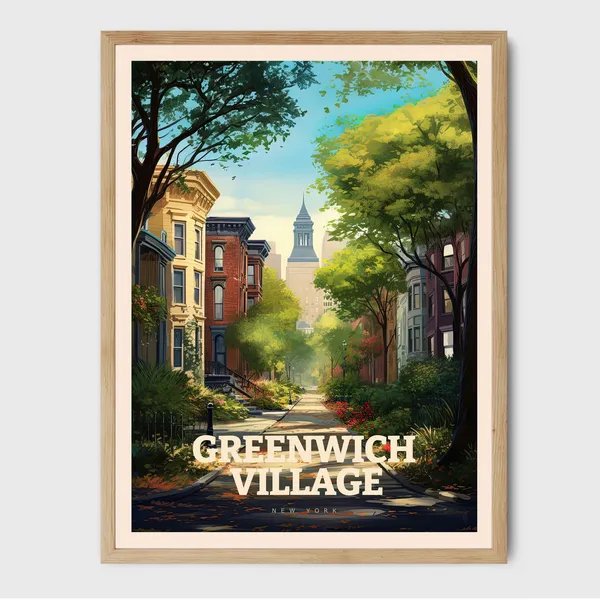 Greenwich Village New York Retro Travel Poster