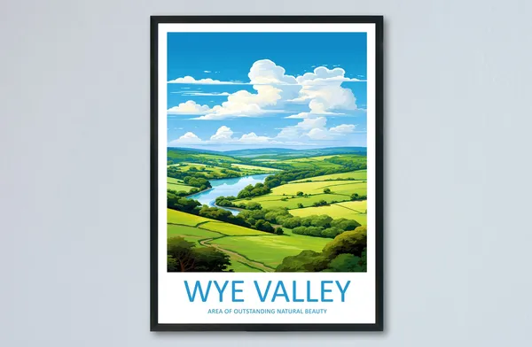 Wye Valley Travel Poster, AONB Wall Print