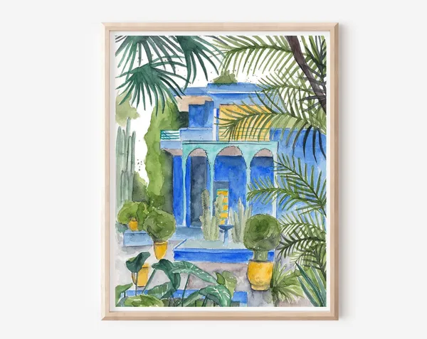 Jardin Majorelle Marrakech Botanical Travel Poster