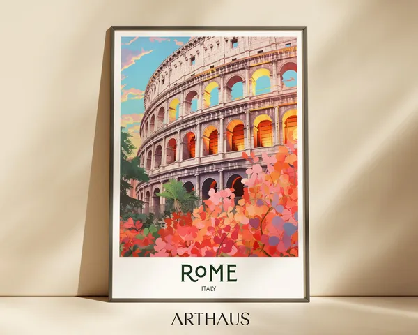 Rome Italy Vintage Travel Poster, Wall Art Print