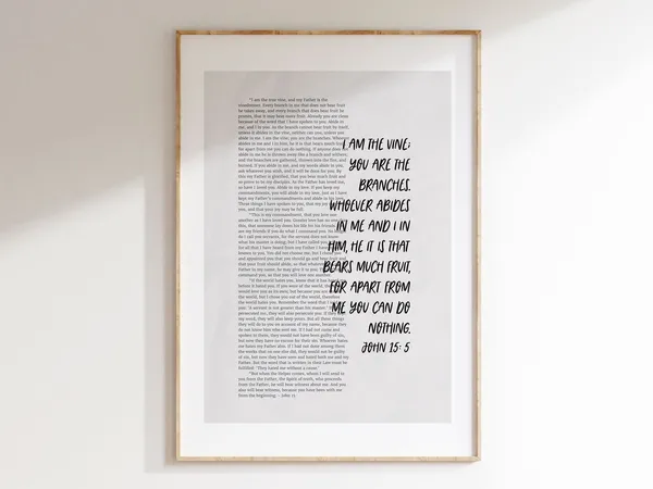 John 15 Scripture Art Print, Christian Faith Wall Art