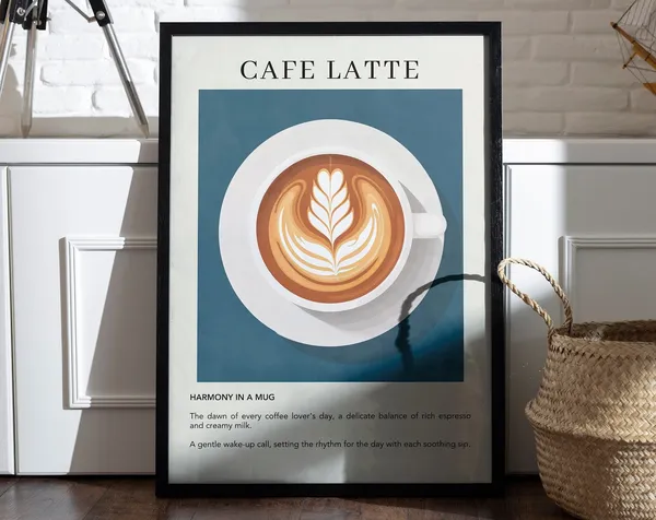 Cafe Latte Print, Elegant Modern Kitchen Art