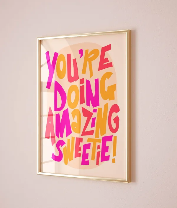 Affirmation Wall Art for Teen Girl, Retro Art Print