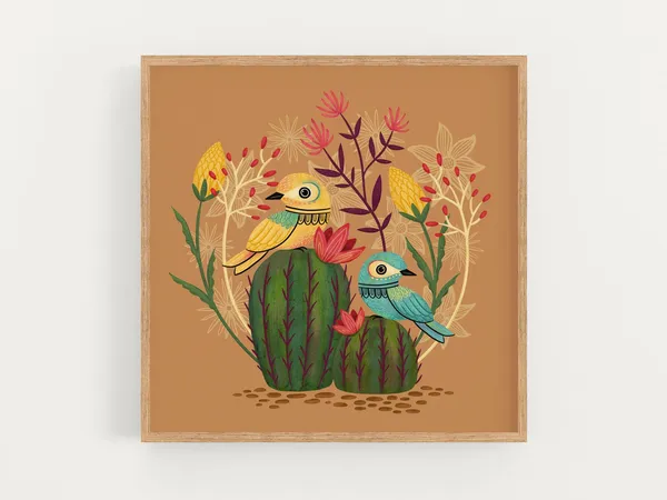 Desert Birds Art Print, Animal Wildlife Poster